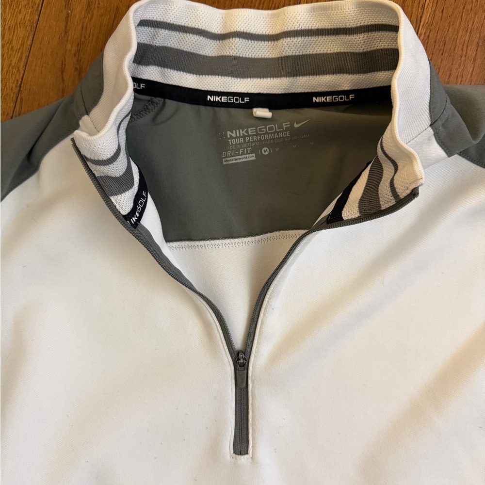 Nike White and Gray Quarterzip Golf Vest